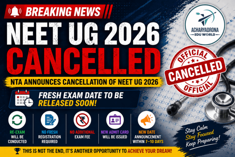 NTA Announces Cancellation of NEET UG 2026 – Fresh Exam Date To Be Released Soon