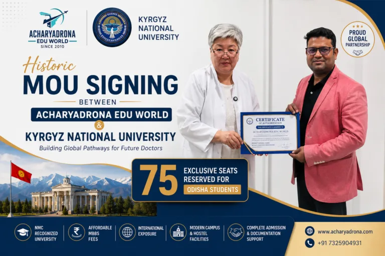 Acharyadrona Edu World Signs Historic MOU with Kyrgyz National University for Odisha Students